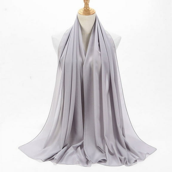 WREESH Women's Winter Comfort Stole, Pearl Hijab Lightweight Fashion Hair Scarf for Winter Warmth Gray