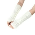 thumbnail image 1 of WREESH Women's Winter Fashion Knitted Warm Half Finger Gloves Open Finger Arm Covers for Style and Warmth White, 1 of 4