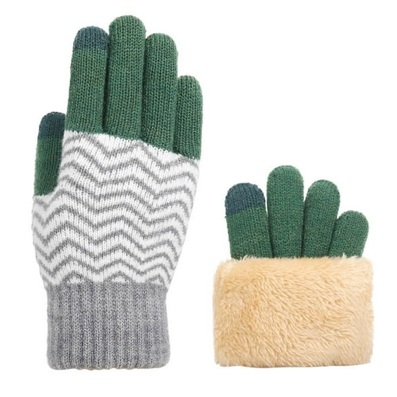 WREESH Women's Winter Printing Warm Touchscreen Knit Gloves Unique Design With Insulated Warmth Olive Green
