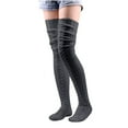 thumbnail image 1 of WREESH Women's Winter Solid Color Knee High Woolen Socks, Long Tube Pile Thick Thigh-High Socks Dark Gray, 1 of 5
