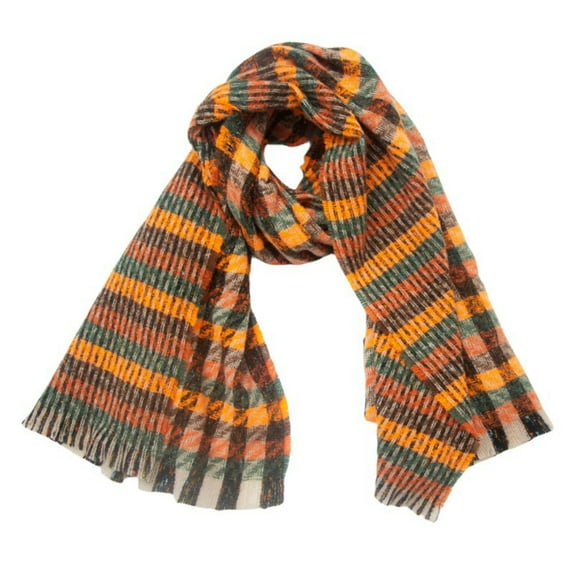 WREESH Women's Winter Thick Fringe Scarf With Looped Yarn and Coarse Tassels, Gradually Changing Color Warm and Comfortable Orange