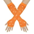 thumbnail image 1 of WREESH Women's Winter Wrist Arm Warmer Solid Knitted Long Fingerless Gloves Mitten With Fishnet Detail Orange, 1 of 4