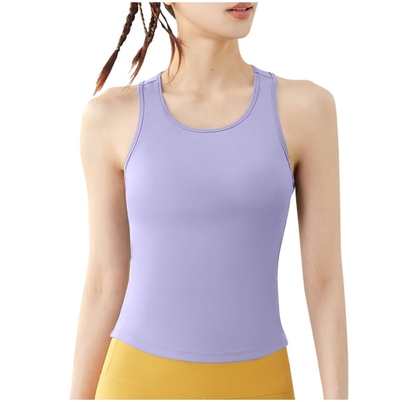 WREESH Women's Yoga Tank Tops Elastic Sportswear for a Tight Fit, Versatile Sleeveless Design in Solid Colors Blue