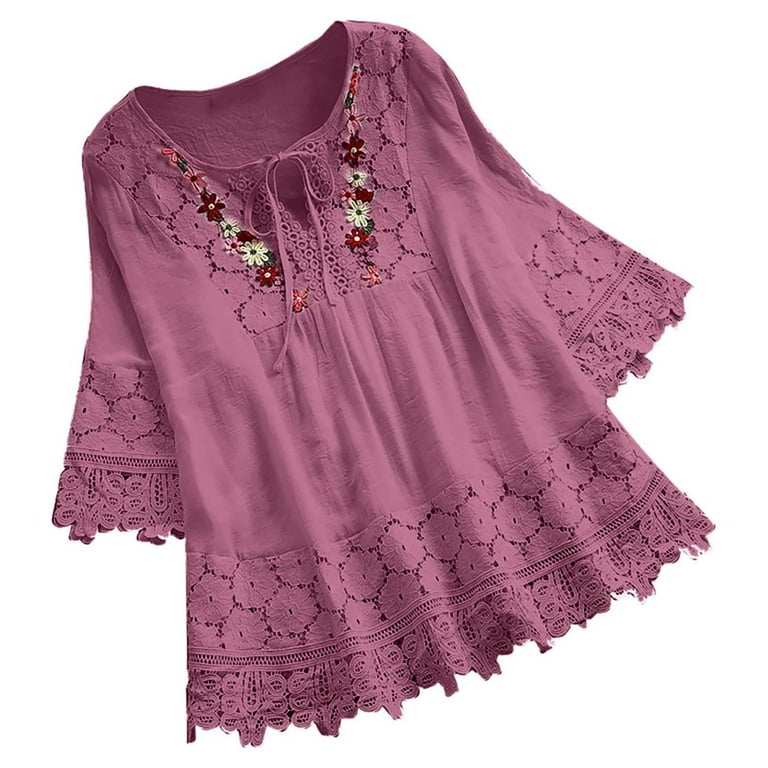 Casual Solid Lace Hollowed Out O Neck Blouses(4 Colors) Casual Solid Lace Hollowed Out O Neck Blouses(4 Colors)