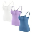 thumbnail image 1 of WREESH Womens 3 Pack Camisoles Tops with Built In Padded Bra Solid Color Basic Spaghetti Strap Tank Top Undershirt Blue, 1 of 1