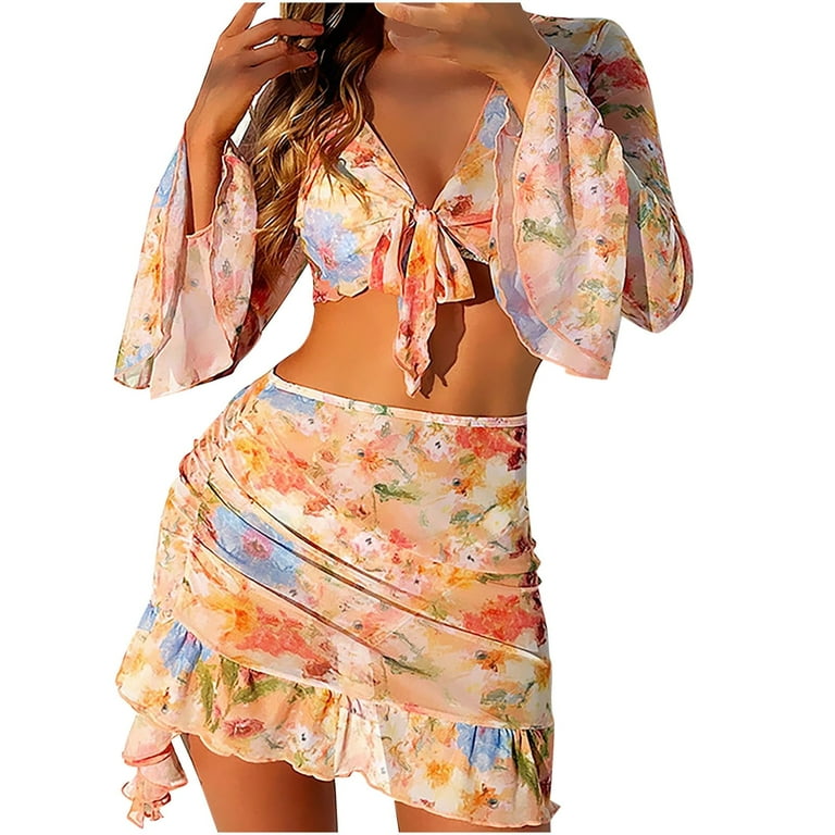 WREESH Womens Piece Swimsuits Bikini Set with Swim Skirt Bathing