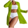 thumbnail image 1 of WREESH Womens 3 Piece Swimsuits Tropical Print Bikini Set with Kimono Beach Cover Ups Printed Bikini Straps Bikini Deep V Split Swimsuit Set Swimsuit Set Bathing Suit Green, 1 of 8