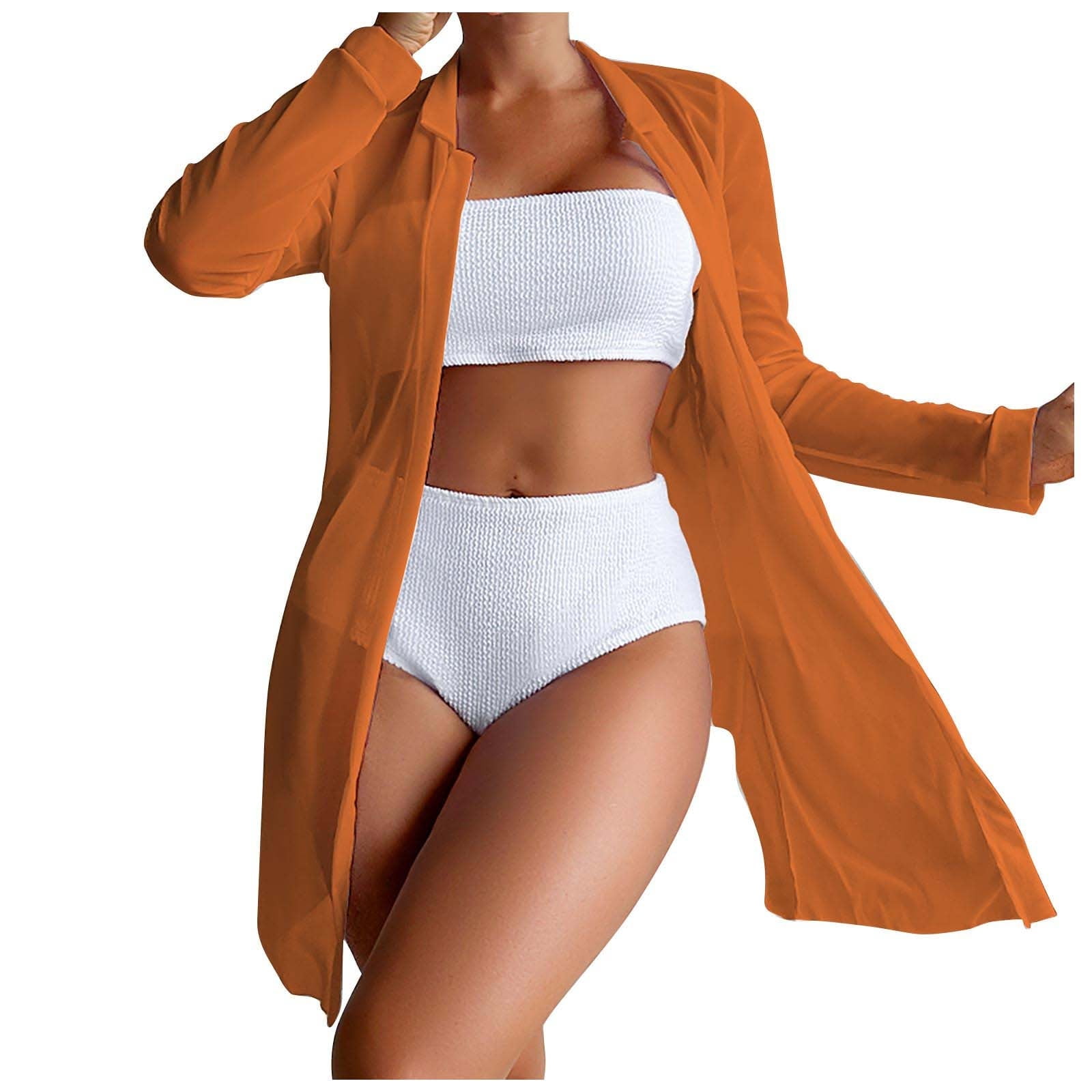 3 Piece High Waist Bikini Printed & Kimono Swimwear