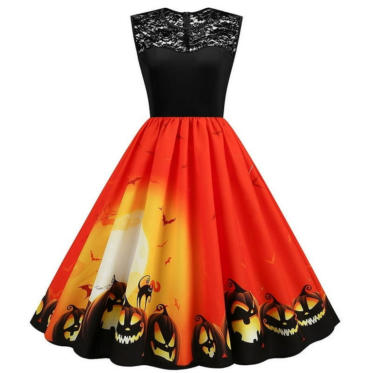 Orange rockabilly dress best sale