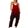 thumbnail image 1 of WREESH Womens Baggy Overalls Fashion Summer Casual Sleeveless Suspender Jumpsuit Wine, 1 of 5