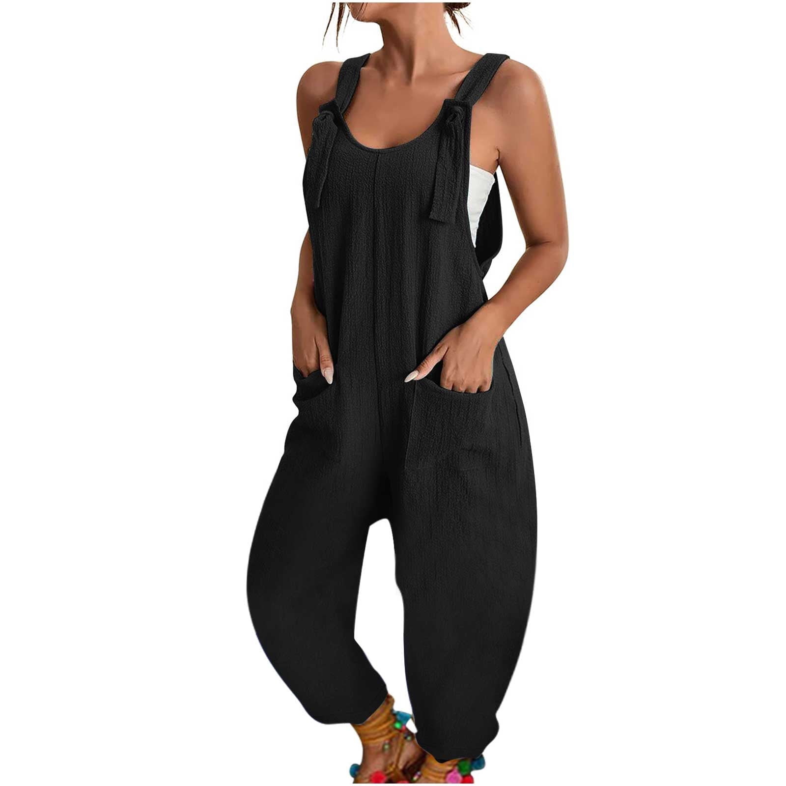Solid color casual suspenders overalls