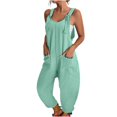 thumbnail image 1 of WREESH Womens Baggy Overalls Fashion Summer Solid Color Casual Sleeveless Suspender Jumpsuit Mint Green, 1 of 6