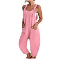 thumbnail image 1 of WREESH Womens Baggy Overalls Fashion Summer Solid Color Casual Sleeveless Suspender Jumpsuit Pink, 1 of 6