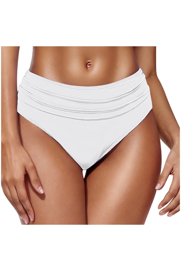 Womens Swimsuit Bottoms High Waisted Bikini Bottoms Tie Side Tummy Control Bathing Suit Bottom Solid Color Swimwear