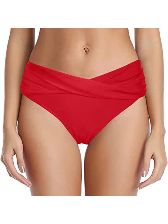 Womens Bikini Bottoms Cheeky Swimsuit Bathing Suit Bottoms Bikini Swim Shorts Bottom Swimsuit Bathing Red