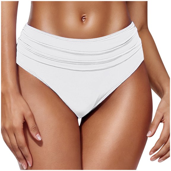 WREESH Womens Swimsuit Bottoms High Waisted Bikini Bottoms Tie Side Tummy Control Bathing Suit Bottom Solid Color Swimwear