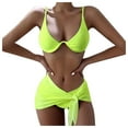 thumbnail image 1 of WREESH Womens Bikini Set with Sarong Bathing Suit Beach Cover Up Wrap Skirt Solid Bikini Strap Bikini Deep V Split Swimsuit Set Three-Piece Swimming Suit Yellow, 1 of 8