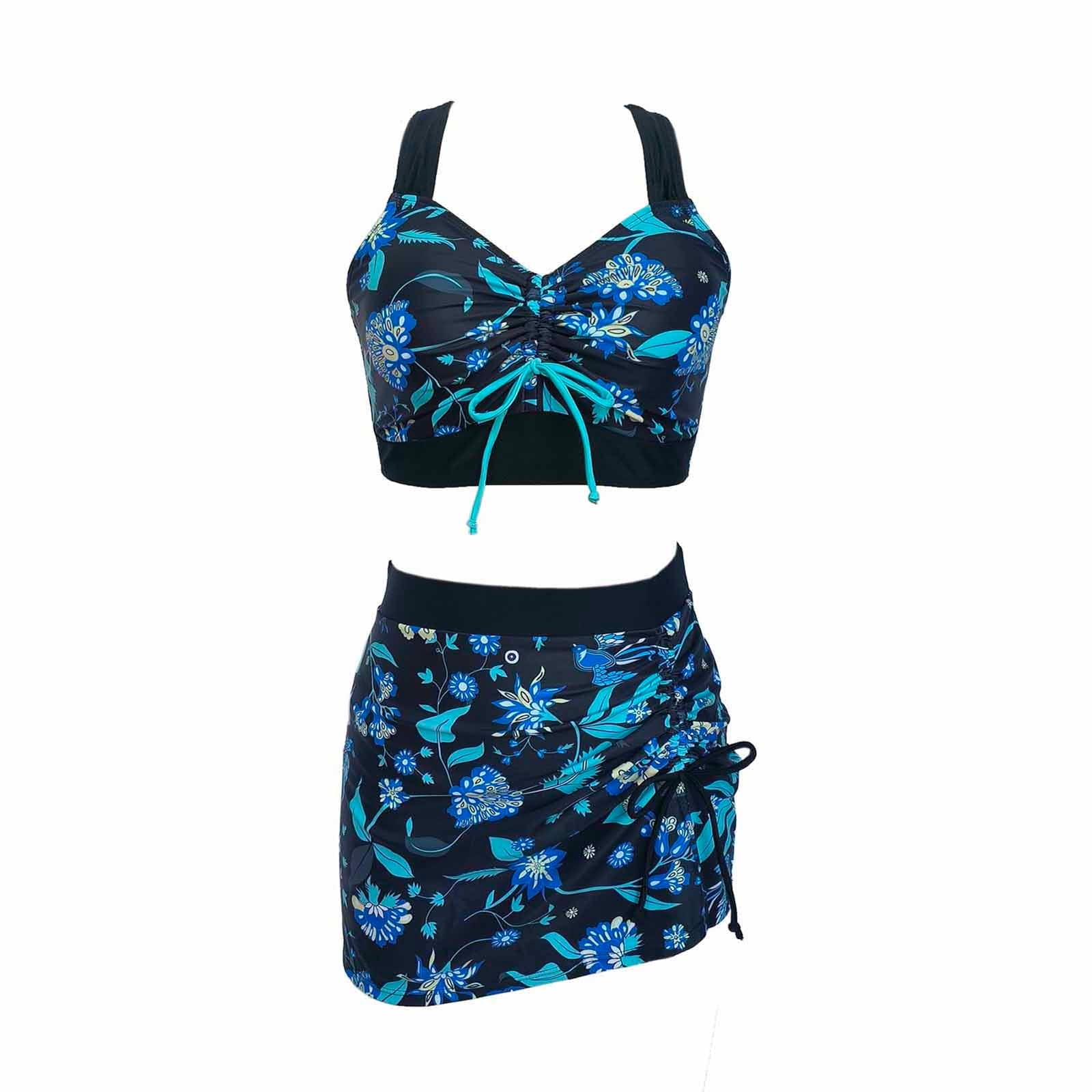 WREESH Womens Bikini Set with Swim Skirt Bathing Suit Mini Wrap Skirt ...