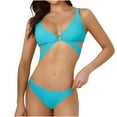 thumbnail image 1 of WREESH Womens Bikini Sets Solid Color Swimwear Two-Piece Slim Swimsuit Bikini Straped Swimsuits Beach Bathing Suit Light Blue, 1 of 7
