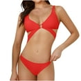 thumbnail image 1 of WREESH Womens Bikini Sets Solid Color Swimwear Two-Piece Slim Swimsuit Bikini Straped Swimsuits Beach Bathing Suit Red, 1 of 8