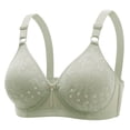 thumbnail image 1 of WREESH Womens Bras Non Magnetic and Non Steel Ring Gathered Bra with Thin Cup and Adjustable Lace Bra Underwear Green, 1 of 8