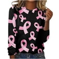 thumbnail image 1 of WREESH Womens Breast Cancer Awareness Shirts Pink Ribbon Butterfly Graphic T-Shirts Funny Long Sleeve Sweatshirts Soft Regular Fit Tops Pink E, 1 of 4