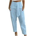 thumbnail image 1 of WREESH Womens Business Casual Pants Fashion High Waist Waist Zipper Straight Leg Solid Color Versatile Casual Pants Sky Blue, 1 of 6