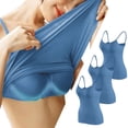 thumbnail image 1 of WREESH Womens Camisole 3Pc Sports Bra Wirefree Padded Medium Support Yoga Bras Gym Running Workout Tank Tops for Workout Sleeping Traveling Blue, 1 of 5