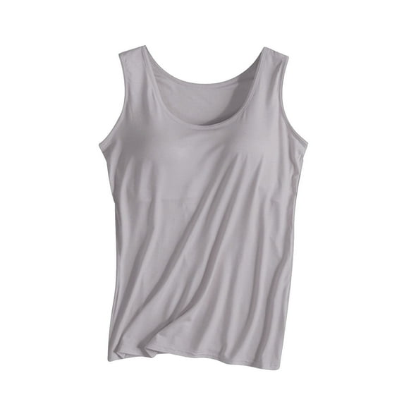 WREESH Womens Camisole Camisole with Chest Pad No Steel Rings Bottom Underwear Yoga Sports Tank Tops Gray