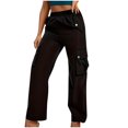thumbnail image 1 of WREESH Womens Capris Pants Fashion Comfortable Casual Put Together Pocket Button Frock Solid Color Full Length Pants Black, 1 of 5