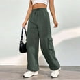 thumbnail image 1 of WREESH Womens Cargo Sweatpants Fashion Casual Loose Solid Trousers Pockets Elastic Waist Long Pants Dark Gray, 1 of 7