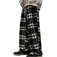 thumbnail image 1 of WREESH Womens Casual Wide Leg Pants Flannel Plaid Pajama Pants Comfortable Sleep Lounge Pants Black, 1 of 6