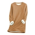 thumbnail image 1 of WREESH Womens Christmas Fleece Lined Sweatshirts Plus Size Crewneck Pullover Fall Winter Solid Color Tunic Tops Thickened Plush Warm Blouses Long Sleeve Bottoming Shirt Loungewear Khaki, 1 of 4