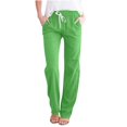 thumbnail image 1 of WREESH Womens Cotton Linen Pants Casual Wide Leg Pants Solid Elastic Waist Loose Long Pants with Pocket Green, 1 of 6