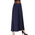 thumbnail image 1 of WREESH Womens Cotton Linen Pants Fashion Comfortable Casual Loose Comfortable Belt Lace Fold Pants Navy, 1 of 7