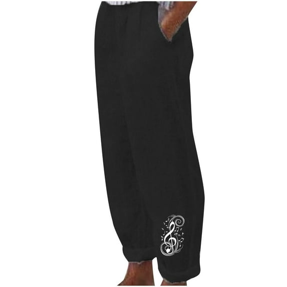 WREESH Womens Fashion Cotton Linen Pants Summer Lightweight High Waisted Beach Pant Loose Solid Color Trousers with Pockets Black