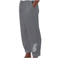 thumbnail image 1 of WREESH Womens Cotton Linen Pants Fashion Summer Casual Loose and Pocket Printtrousers Pants Gray, 1 of 5