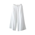 thumbnail image 1 of WREESH Womens Cotton Linen Pants Summer Printed Five Points Plus Size Pants Casual Pants Shorts White, 1 of 1