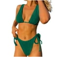 thumbnail image 1 of WREESH Womens Crochet Bikini Sets High Cut Bikini Split Bikini Two-Piece Print Beach Swimsuit Beachwear Bathing Suits Green, 1 of 4