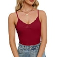 thumbnail image 1 of WREESH Womens Crop Camisole Tops Fashion Solid Color Lace V-Neck Cami Blouse Tank Tops Wine, 1 of 6