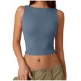 thumbnail image 1 of WREESH Womens Crop Tops Fashionable Solid Open Back Round-Neck Tank Top Sleeveless Casual Blouses Light Blue, 1 of 8