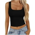 thumbnail image 1 of WREESH Womens Crop Tops Spring/Summer Leisure Fashion Solid Color Round Neck Sleeveless Back Black, 1 of 6