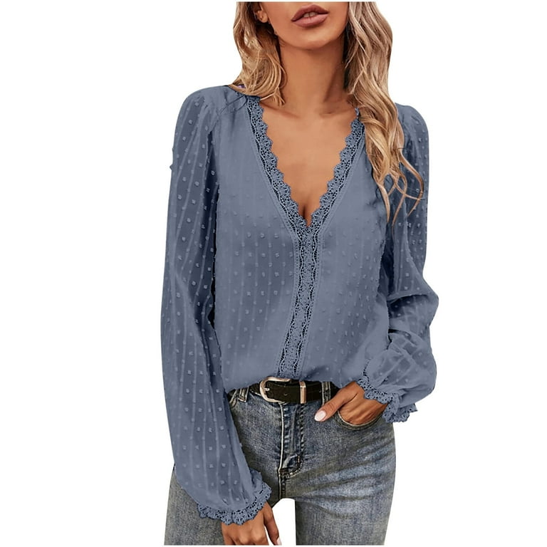 New Deep V-Neck Long-Sleeved Loose Chiffon Shirt New Deep V-Neck Long-Sleeved Loose Chiffon Shirt