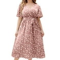 thumbnail image 1 of WREESH Womens Dress Oversize Summer Casual Short Sleeve V Neck Printed Sleeve Dresses Loose Dress Pink, 1 of 8