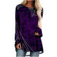 thumbnail image 1 of WREESH Womens Fall Loose T Shirts Halloween Floral Elements Graphic Sweatshirts Casual Crewneck Pullover Long Sleeve Tunic Tops Beach Shirt Purple, 1 of 5