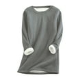 thumbnail image 1 of WREESH Womens Fall Winter Casual Crewneck Sweatshirts Fleece Lined Pullover Long Sleeve Solid Tunic Tops Plus Size Thicken Lamb Wool Warm Blouses Loungewear Dark Gray, 1 of 7