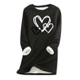thumbnail image 1 of WREESH Womens Fall Winter Fleece Lined Pullover Plus Size Crewneck Sweatshirts Heart Printed Shirt Thickened Plush Warm Blouses Long Sleeve Tunic Tops Loungewear Black, 1 of 4