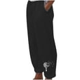 thumbnail image 1 of WREESH Womens Fashion Cotton Linen Pants Summer Lightweight High Waisted Beach Pant Loose Solid Color Trousers with Pockets Black, 1 of 5