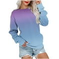 thumbnail image 1 of WREESH Womens Fashion Crewneck Sweatshirts Gradient Loose T-Shirt Long Sleeves Blouse Casual Tops Sweatshirt Hoodies Pullover Light Blue, 1 of 5