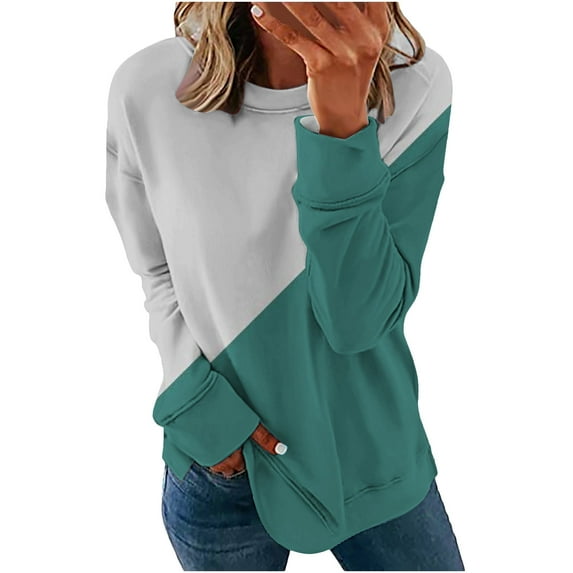 WREESH Womens Fashion Crewneck Sweatshirts Printed Loose T-Shirt Long Sleeves Blouse Casual Tops Sweatshirt Hoodies Pullover Green